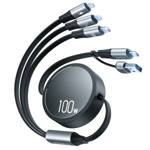 �[�d�P�[�u�� ������莮 3in1 USB-A USB-C type-c �}�C�N��USB �}���[�d 100W PD�Ή� �L�k�� �����^�� �R���p�N�g