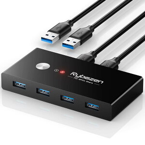 USB�ؑ֊� 4�|�[�g USB3.0 �����]�� 2��PC���L �v�����^ �}�E�X �L�[�{�[�h �X�L���i USB������ �O�t��HDD �Ή� �����{�^���؂�ւ� �P�[�u���t�� LED�C���W�P�[�^�[���� �O�����d��