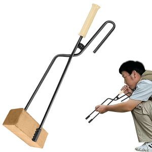 huanbush 火バサミ 火吹き棒 一体型 コンパクト 薪ばさみ 軽量 火起こし 焚き火 トング ファイヤープレーストング ミニ 炭ばさみ 天然木 名栗加工 BBQカーボントング バーベキュー用 暖炉器具