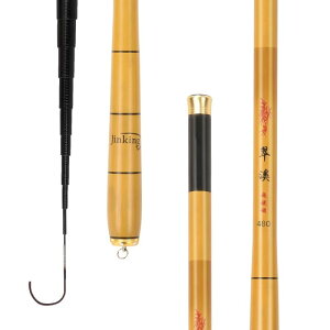 JINKING 渓流竿 ロッド 延べ竿 コンパクト 川釣り 竿 渓流釣竿 超硬質高炭素 超軽量 360度回転リリアン コンパクト延べ竿 小魚万能竿 1.8M/2.1M/2.4M/2.7M/3.0M /3.3M/3.6M/3.9M/4.5M