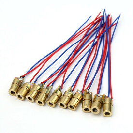レーザーモジュール 赤色 3-5V クラスII 波長約650nm レーザーパワー約1.5mW 直径6mm 銅製 10本セット 電子工作 パーツ 部品 機器組み込み用