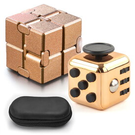 フィジェットトイ インフィニティキューブ フィジェットキューブ 6タイプギミックキューブ セット 専用ケース付 ブラック シルバー ゴールド レッド ブルー