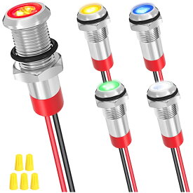 12V 24V LED インジケーターライト メタル シグナルランプ 防水 ケーブル付き