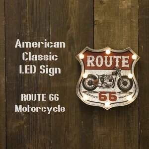 American Classic LED Sign ROUTE 66 Motorcycle