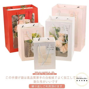 紙ギフトトートバッグ 20個セット お土産 透明窓付き ハンドル付き 贈り物 手提げ紙袋 ギフトバッグ ラッピング袋 ギフト紙袋 厚手 18x13x25cm 新年 記念日 母の日 お祝い プレゼント包装 15x10x20