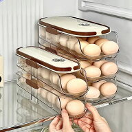 【送料無料】卵入れ 卵ケース 冷蔵庫用 自動ローリング 卵収納 2段エッグラック たまごケース スライド式…