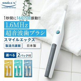 【製造元限定特典】1.6MHz超音波 電動歯ブラシ スマイルエックスAU-300D(グレータイプ)(グリーンボタン)【電動歯ブラシ 歯ブラシ 音波歯ブラシ 音波振動歯ブラシ 音波式電動歯ブラシ 音波振動ハブラシ 音波ブラシ 超音波歯ブラシ 超音波 スマイルエックス】