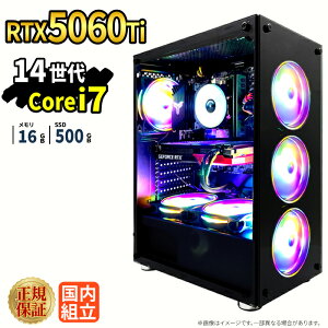 �_26���܂Ō��艿�i�^�y1000�~OFF�N�[�|���L�z�Q�[�~���OPC �Q�[�~���O�p�\�R�� �f�X�N�g�b�v�p�\�R�� GeForce RTX5060Ti ��14���� Intel Corei7 Windows11 SSD 500GB ������ 16GB e�X�|�[�c �Q�[�� �f�X�N�g�b