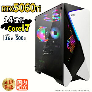 �Q�[�~���OPC �Q�[�~���O�p�\�R�� �f�X�N�g�b�v�p�\�R�� GeForce RTX5060Ti ��14���� Intel Corei7 Windows11 SSD 500GB ������ 16GB e�X�|�[�c �Q�[�� �f�X�N�g�b�vPC �p�\�R�� �V�i