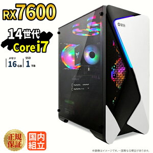 5�����艿�i�b�Q�[�~���OPC �{�̂̂� RX7600 ��14���� Intel Corei5 14400F SSD1TB������16GB Windows11 �f�X�N�g�b�vPC �V�i 1�N�ۏ� 10�R�A16�X���b�h NVMe M.2 SSD �z�M ����ҏW VTuber e�X�|�[�c �����\ ���S�� 