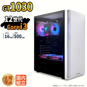 �Q�[�~���OPC �{�̂̂� GT1030 ��12���� Intel Corei3 12100F ������16GB SSD500GB Windows11 �f�X�N�g�b�vPC �V�i 1�N�ۏ� 4�R�A8�X���b�h NVMe M.2 SSD 80Plus 550W�d�� �z�M ����ҏW VTuber e�X�|�[�c �����\ ���S�� 