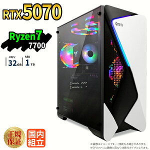 �_27���܂Ō���^�y1000�~OFF�N�[�|���z�Q�[�~���OPC �{�̂̂� RTX5070 Ryzen7 7700 ������32GB SSD1TB Windows11 �f�X�N�g�b�vPC �V�i 1�N�ۏ� NVMe M.2 SSD �z�M ����ҏW VTuber�Ή� e�X�|�[�c �����\ ���S�� �Q