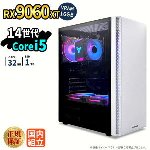 �Q�[�~���OPC �{�̂̂� RX9060XT VRAM 16GB ��14���� Intel Corei5 14400F ������32GB SSD1TB Windows11 �f�X�N�g�b�vPC�Ή� �z�M ����ҏW VTuber�Ή� e�X�|�[�c �����\ ���S�� �Q�[�~���O�p�\�R�� �f�X�N�g�b�v�p