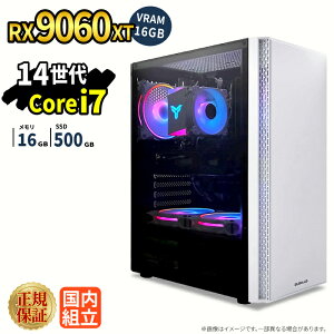 �Q�[�~���OPC �{�̂̂� RX9060XT VRAM 16GB ��14���� Intel Corei7 14700F ������16GB SSD500GB Windows11 �f�X�N�g�b�vPC�Ή� �z�M ����ҏW VTuber�Ή� e�X�|�[�c �����\ ���S�� �Q�[�~���O�p�\�R�� �f�X�N�g�b�v
