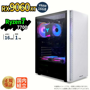 �Q�[�~���OPC �{�̂̂� RX9060XT VRAM 16GB Ryzen7 7700 ������16GB SSD1TB Windows11 �f�X�N�g�b�vPC�Ή� �z�M ����ҏW VTuber�Ή� e�X�|�[�c �����\ ���S�� �Q�[�~���O�p�\�R�� �f�X�N�g�b�v�p�\�R��
