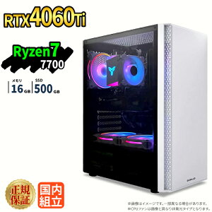 �Q�[�~���OPC �V�i �{�̂̂� RTX4060Ti Ryzen7 7700 ������16GB SSD500GB Windows11 �f�X�N�g�b�vPC WPS Office�t�� 1�N�ۏ� NVMe M.2 SSD �����\ �z�M ����ҏW VTuber�Ή� e�X�|�[�c ���S�� �Q�[�~���O�p�\�R�� �f�X