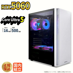 �Q�[�~���OPC �V�i �{�̂̂� RTX5060 Intel Core Ultra 5 ������16GB SSD500GB Windows11 �f�X�N�g�b�vPC WPS Office�t�� 1�N�ۏ� NVMe M.2 SSD �����\ �z�M ����ҏW VTuber�Ή� e�X�|�[�c ���S�� �Q�[�~���O�p�\�R�� 
