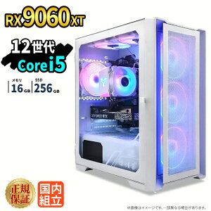�_18�����艿�i�^�Q�[�~���OPC �V�i �{�̂̂� RX9060XT ��12���� Intel Corei5 12400F ������16GB SSD256GB Windows11 �f�X�N�g�b�vPC 1�N�ۏ� NVMe M.2 SSD �����\ �T�N�T�N �z�M ����ҏW VTuber�Ή� e�X�|�[�c ���S