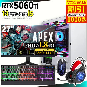 �_�X�[�p�[�Z�[�����艿�i�I�^�y1000�~OFF�N�[�|���L�z�Q�[�~���OPC�{���j�^�[�t���Z�b�g �Q�[�~���O�p�\�R�� �f�X�N�g�b�v�p�\�R�� GeForce RTX5060Ti ��14���� Intel Corei5 Windows11 SSD 500GB ������ 16G