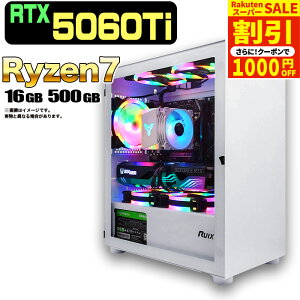 _X[p[Z[艿iI^y1000~OFFN[|LzyRTX5060TiځzVi Q[~Op\R windows11 fXNgbvPC p\R Q[~OPC GeForce RTX5060Ti Ryzen7 5700X Windows11 SSD 500GB 