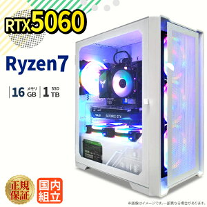 �V�tSALE�_5���܂Ō��艿�i�^�y1000�~OFF�N�[�|���L�z�V�i �Q�[�~���O�p�\�R�� windows11���� �f�X�N�g�b�vPC �p�\�R�� �Q�[�~���OPC GeForce RTX5060 Ryzen7 5700X Windows11 ����SSD 1TB ������ 16GB e�X�|�[�c 