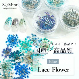 ネイル レジン 国産 押し花 ドライフラワー ハンドメイド【Lace Flower(旧Bseries) -Blue-0.05/0.1g入り】エスミント レースフラワー 花びら ハンドメイド 高品質 押花 パーツ セット 封入 アクセサリー ネイルアート 押し花ネイル 花材 パーツ ネイルパーツ 花 素材 材料