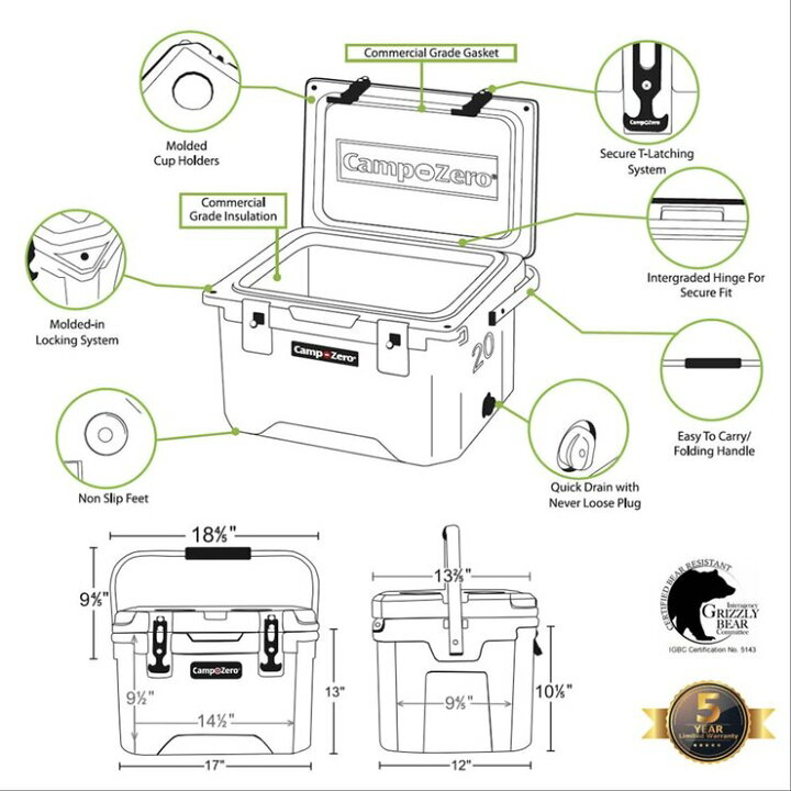 楽天市場】キャンプゼロ 20L ロトモールドクーラーボックス Camp-Zero 