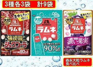 森永製菓 大粒ラムネ 3種 各3個 アソートセット ブドウ糖 大容量 まとめ買い 業務用 ぶどう糖 勉強 仕事 リフレッシュ