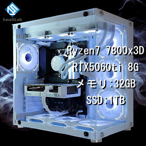 �X���[�����{ AMD Ryzen7 7800x3D �^ RTX5060ti 8GB �K���X2��ATX �Q�[�~���OPC Windows11 Home SSD M.2 NVME 1TB ������ DDR5 4800MHz 32GB �ȈՐ��� 360mm �z���C�g ��