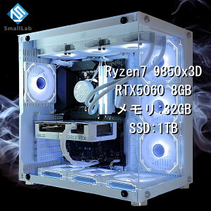 �X���[�����{ AMD Ryzen7 9850x3D �^ RTX5060 8GB �K���X2��ATX �Q�[�~���OPC Windows11 Home SSD M.2 NVME 1TB ������ DDR5 4800MHz 32GB �ȈՐ��� 360mm �z���C�g ��