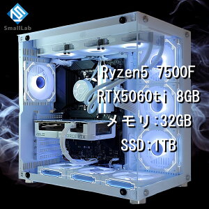 �X���[�����{ AMD Ryzen5 7500F �^ RTX5060ti 8GB �K���X2��ATX �Q�[�~���OPC Windows11 Home SSD M.2 NVME 1TB ������ DDR5 4800MHz 32GB �ȈՐ��� 360mm �z���C�g ��