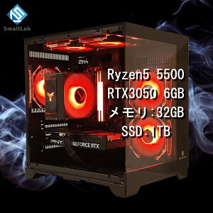 X[{ AMD Ryzen5 5500 ^ RTX3050 6GB KX2ʃRpNg Q[~OPC SSD M.2 NVME 1TB  DDR4 3200MHz 32GB ubN 