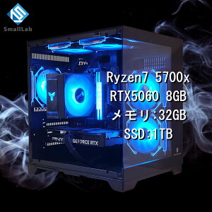X[{ AMD Ryzen7 5700x ^ RTX5060 8GB KX2ʃRpNg Q[~OPC SSD M.2 NVME 1TB  DDR4 3200MHz 32GB ubN 