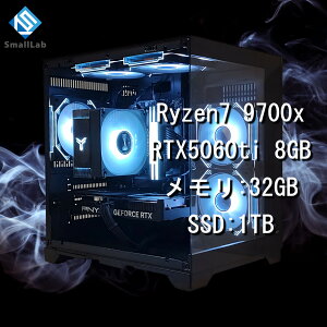 �X���[�����{ AMD Ryzen7 9700x �^ RTX5060ti 8GB �K���X2�ʃR���p�N�g �Q�[�~���OPC Windows11 Home SSD M.2 NVME 1TB ������ DDR5 4800MHz 32GB �u���b�N ��