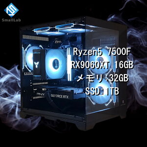 �X���[�����{ AMD Ryzen5 7500F �^ RX9060XT 16GB �K���X2�ʃR���p�N�g �Q�[�~���OPC Windows11 Home SSD M.2 NVME 1TB ������ DDR5 4800MHz 32GB �u���b�N ��