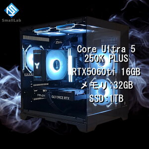 �X���[�����{ Intel Core Ultra 5 250K PLUS �^ RTX5060ti 16GB �K���X2�ʃR���p�N�g �Q�[�~���OPC Windows11 Home SSD M.2 NVME 1TB ������ DDR5 4800MHz 32GB �u���b�N ��