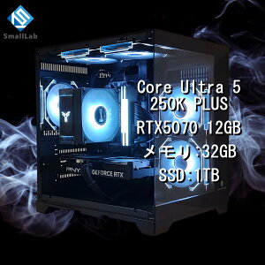 �X���[�����{ Intel Core Ultra 5 250K PLUS �^ RTX5070 12GB �K���X2�ʃR���p�N�g �Q�[�~���OPC Windows11 Home SSD M.2 NVME 1TB ������ DDR5 4800MHz 32GB �u���b�N ��