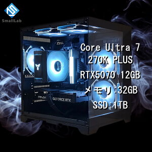 �X���[�����{ Intel Core Ultra 7 270K PLUS �^ RTX5070 12GB �K���X2�ʃR���p�N�g �Q�[�~���OPC Windows11 Home SSD M.2 NVME 1TB ������ DDR5 4800MHz 32GB �u���b�N ��