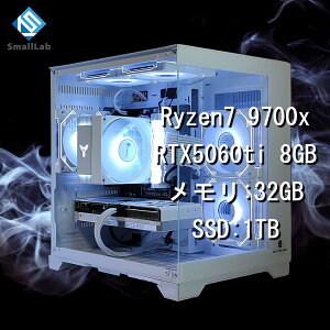 �X���[�����{ AMD Ryzen7 9700x �^ RTX5060ti 8GB �K���X2�ʃR���p�N�g �Q�[�~���OPC Windows11 Home SSD M.2 NVME 1TB ������ DDR5 4800MHz 32GB �z���C�g ��