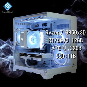 �X���[�����{ AMD Ryzen7 9850x3D �^ RTX5070 12GB �K���X2�ʃR���p�N�g �Q�[�~���OPC Windows11 Home SSD M.2 NVME 1TB ������ DDR5 4800MHz 32GB �z���C�g ��
