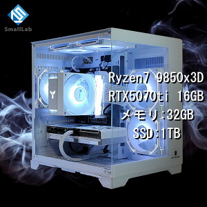 �X���[�����{ AMD Ryzen7 9850x3D �^ RTX5070ti 16GB �K���X2�ʃR���p�N�g �Q�[�~���OPC Windows11 Home SSD M.2 NVME 1TB ������ DDR5 4800MHz 32GB �z���C�g ��