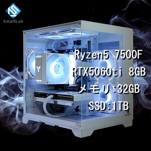 �X���[�����{ AMD Ryzen5 7500F �^ RTX5060ti 8GB �K���X2�ʃR���p�N�g �Q�[�~���OPC Windows11 Home SSD M.2 NVME 1TB ������ DDR5 4800MHz 32GB �z���C�g ��