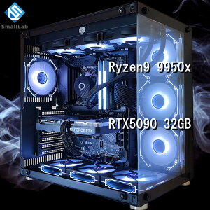 �X���[�����{ AMD Ryzen9 9950x �^ RTX5090 32GB �K���X2��ATX �Q�[�~���OPC Windows 11 SSD�E������ �I���� �ȈՐ��� 360mm �u���b�N ��