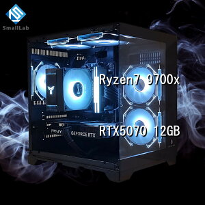 �X���[�����{ AMD Ryzen7 9700x �^ RTX5070 12GB �K���X�R���p�N�g �Q�[�~���OPC Windows 11 SSD�E������ �I���� �u���b�N ��