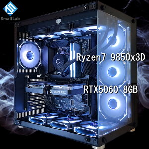 �X���[�����{ AMD Ryzen7 9850x3D �^ RTX5060 8GB �K���X2��ATX �Q�[�~���OPC Windows 11 SSD�E������ �I���� �ȈՐ��� 360mm �u���b�N ��