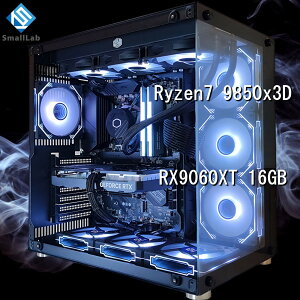 �X���[�����{ AMD Ryzen7 9850x3D �^ RX9060XT 16GB �K���X2��ATX �Q�[�~���OPC Windows11 Home SSD�E������ �I���� �ȈՐ��� 360mm �u���b�N ��