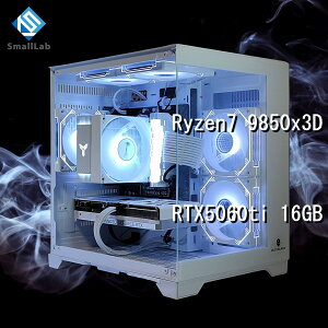 �X���[�����{ AMD Ryzen7 9850x3D �^ RTX5060ti 16GB �K���X2�ʃR���p�N�g �Q�[�~���OPC Windows 11 SSD�E������ �I���� �z���C�g ��