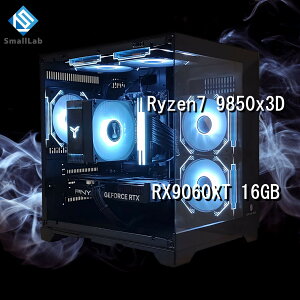 �X���[�����{ AMD Ryzen7 9850x3D �^ RX9060XT 16GB �K���X2�ʃR���p�N�g �Q�[�~���OPC Windows11 Home SSD�E������ �I���� �u���b�N ��