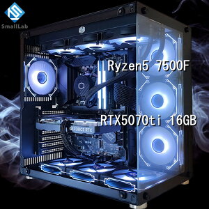 �X���[�����{ AMD Ryzen5 7500F �^ RTX5070ti 16GB �K���X2��ATX �Q�[�~���OPC Windows 11 SSD�E������ �I���� �ȈՐ��� 360mm �u���b�N ��