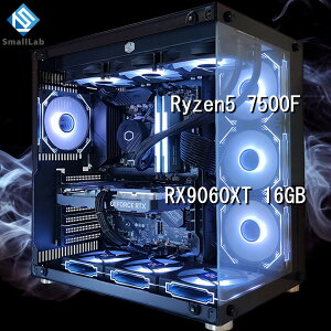 �X���[�����{ AMD Ryzen5 7500F �^ RX9060XT 16GB �K���X2��ATX �Q�[�~���OPC Windows11 Home SSD�E������ �I���� �ȈՐ��� 360mm �u���b�N ��